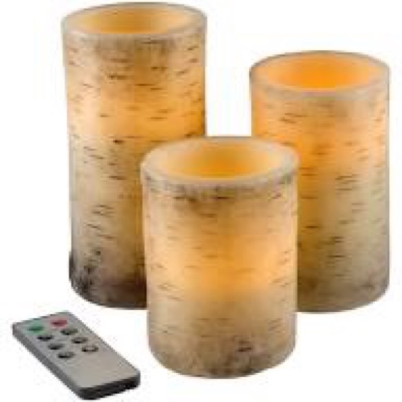 3 Birch LED Amber Flickering Candles w/Remote - Picture 2 of 5